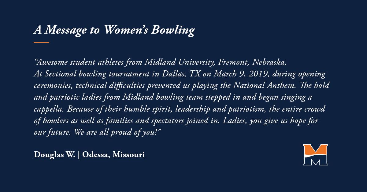 We received this message last night, and we could not be more proud of these Midland Bowling ladies.
