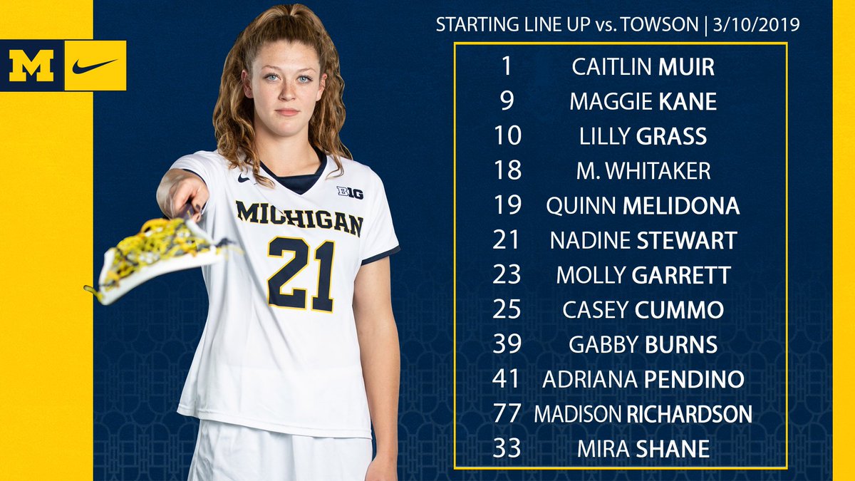 UMichWLAX's tweet photo. Introducing your starting lineup vs. @Towson_WLAX 

#GoBlue https://t.co/aVk5RSu6iK