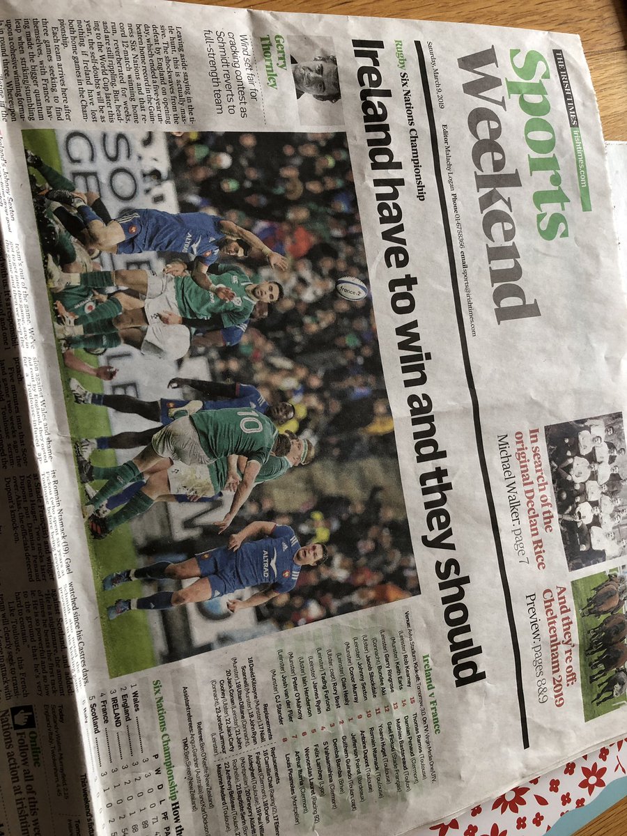 On the day after  #IWD2019 one small piece about women’s rugby and not a single image of a woman in  @IrishTimes sports weekend.