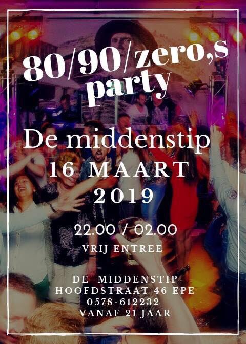 Aanstaande zaterdag kun je weer genieten van de hits van de 80’s - 90’s en zero’s!
Aanvang 22.00 uur en de entree is gratis.