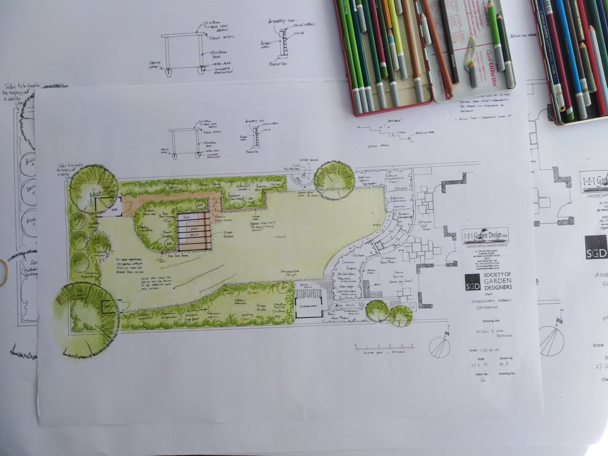 1-2-1 design for an Eastbourne garden completed last week. Ready for a price soon from 1-2-1 contractor - can't wait and neither can the client. #gardendesigninaday