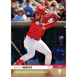 .<a href="/bryceharper3/">Bryce Harper</a> makes his <a href="/Phillies/">Philadelphia Phillies</a> Spring Training debut. Collect his newest #TOPPSNOW card and make sure to follow all season long. ow.ly/DlCR50mU4m4