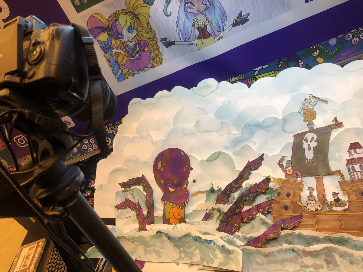TurnipStarfish's tweet photo. Cardiff film and comic con 2019
We are animating this time! By ‘we’ I mean Nick lol.
#animation # Comic-Con #stopmo #stopmotionanimation #stopmotion #pirates #waves #cutout #cutoutanimation #CardiffFilmandComicCon https://t.co/LZ9RmN0oU5