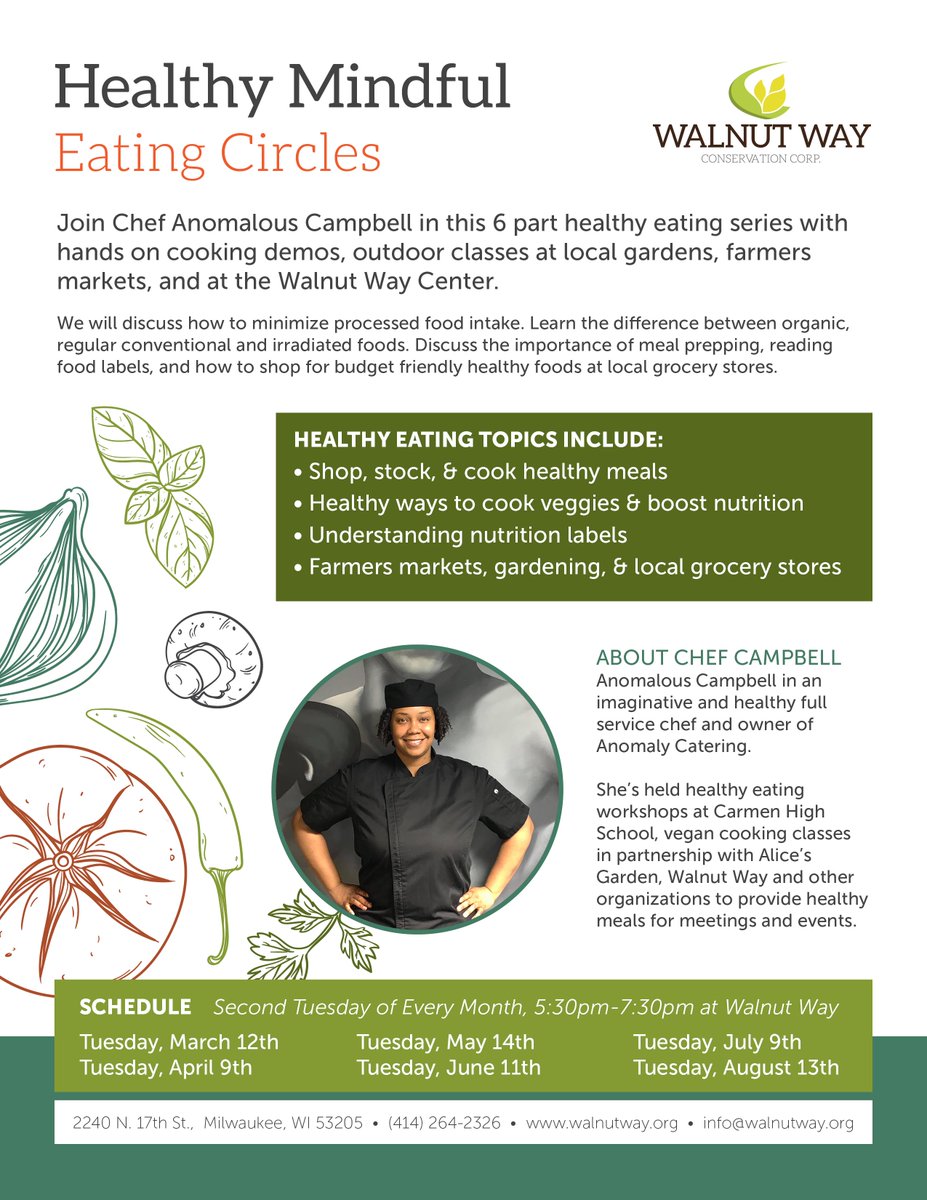 walnut_way's tweet photo. This week - Neighbor Night Mindful Eating Circles begin with Chef Anomalous Campbell. Join us! #neighbornight #wellnessworkwealth #walnutway #anomalycatering #lindsayheights #healthyfood https://t.co/vjoJxRVHnF
