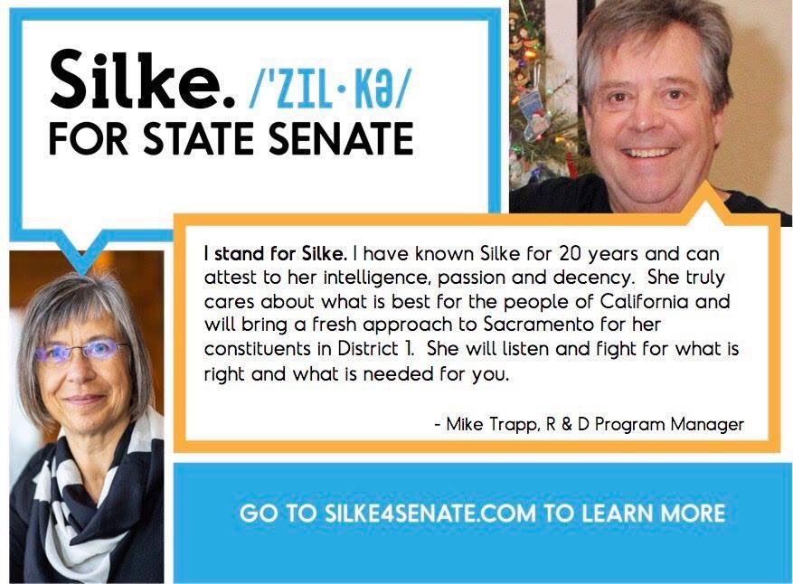 silke4senate's tweet photo. Thank you, Mikey, for your endorsement. It means a lot to have friends of many years follow and support me through my campaign. #CASD1 https://t.co/uilTI0nuXn