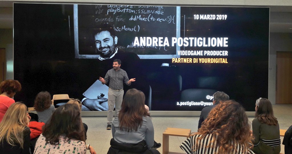 "Il mercato dei #videogiochi nel #mondo ha un valore superiore alla somma di quello dei video e della musica live" con <a href="/poponsky/">Andrea Postiglione</a> in <a href="/Apple/">Apple</a> Milano in #piazzaliberty #todayatapple