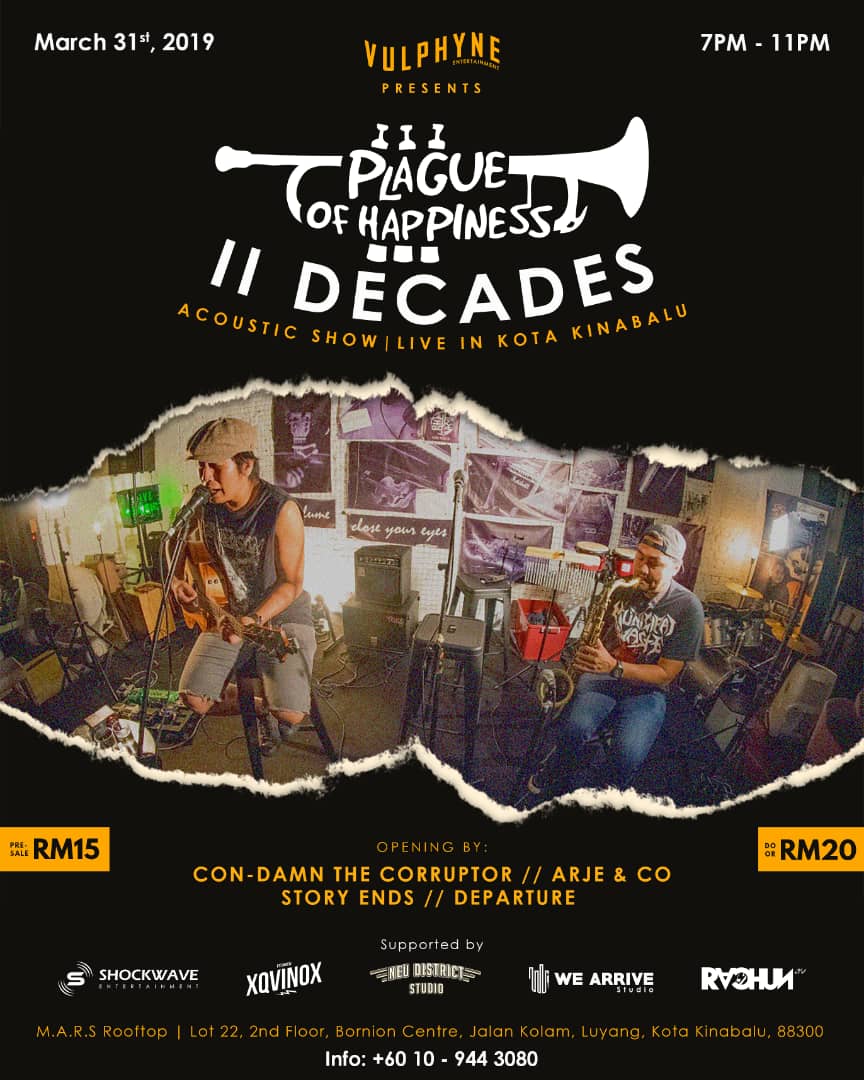 Jenn_Thompson's tweet photo. #SABAH SUNDAY March31, 2019 @Plaguetweets II DECADES ACOUSTIC SHOW 7pm MARSKK #KK
Opening acts: #ConDamnTheCorruptor #ArjeAndCo @storyendsband #Departure https://t.co/kGd9eg4SVb