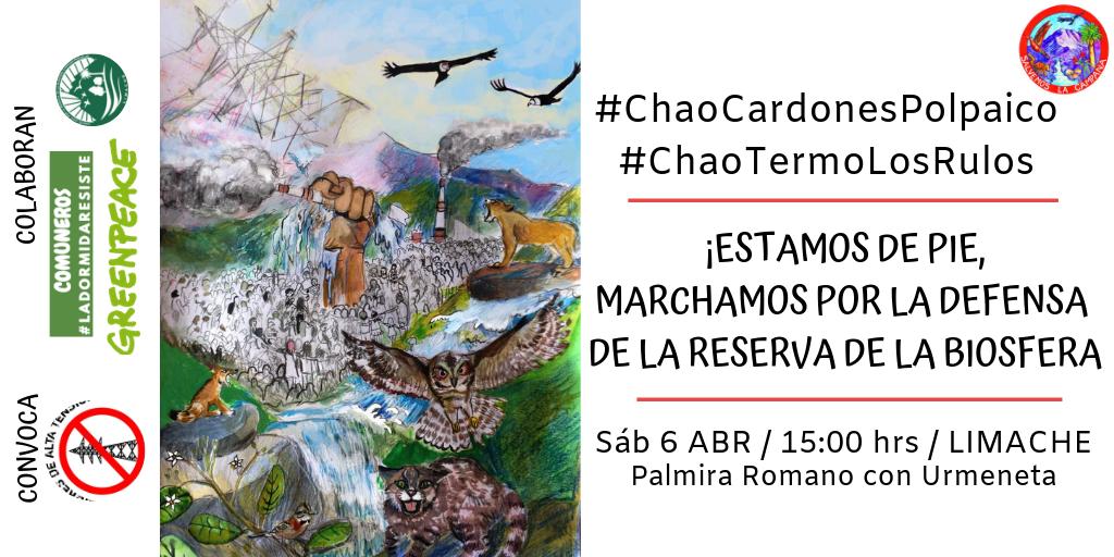 SlvmoslaCampana's tweet photo. 📣Se nos viene una nueva movilización social, MARCHAMOS el 6 de Abril por la defensa de LA RESERVA DE LA BIOSFERA LA CAMPAÑA-PEÑUELAS. Elevaremos la voz con + fuerza y convicción que nunca #ChaoCardonesPolpaico #ChaoTermoLosRulos
No descansaremos hasta que se vayan
#FelizDomingo https://t.co/hLZm66NdT4