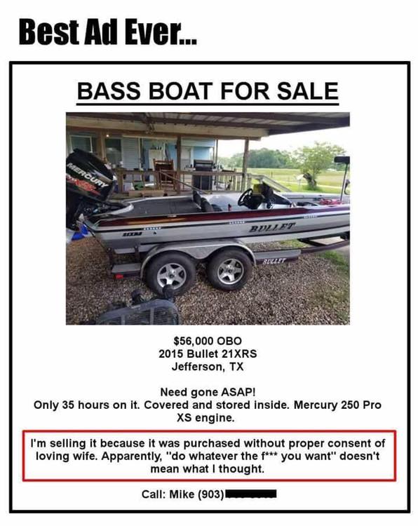 Keep the boat and lose the wife. You don’t need that kind of negativity in your life, bro 😂
