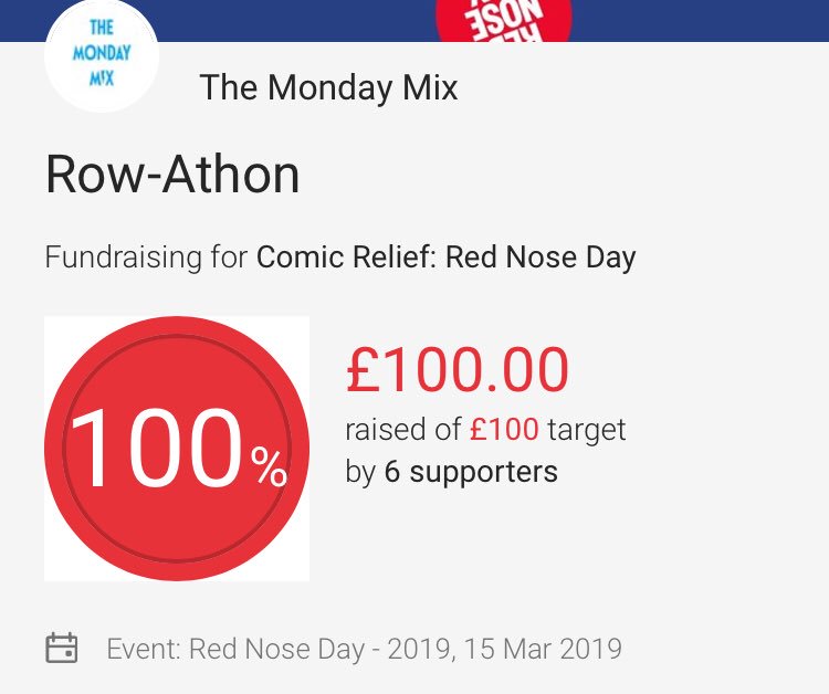 thorpietweets's tweet photo. 🎉 WE’VE DONE IT 🎉
We’ve raised £100 for @comicrelief before our row-a-thon has even started!
If you wish to donate, click the link below ⬇️
https://t.co/2qk1hzCfOF
#SRRowathon #SRMondayMix https://t.co/ZgHFe8PY7m
