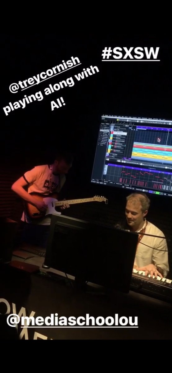 treycornish's tweet photo. #sxsw @OU_MDIA #SonyatSXSW #flowmachine got to play along with song creating AI technology! So cool! https://t.co/UInuTinVFw