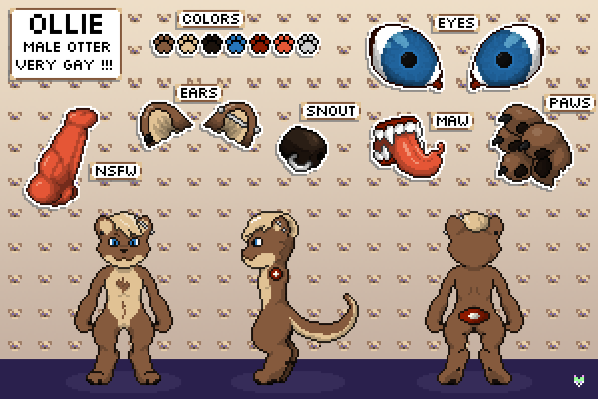 CCBite's tweet photo. New #PixelRefSheet for @Soviet_Otter! Thank you so much for the trust and hope you like it <3
#NSFW #Pixel #PixelArt #Furry #Commission #CommissionsOpen #Paws #MintFox #MintFoxProductions https://t.co/aszopRly9b