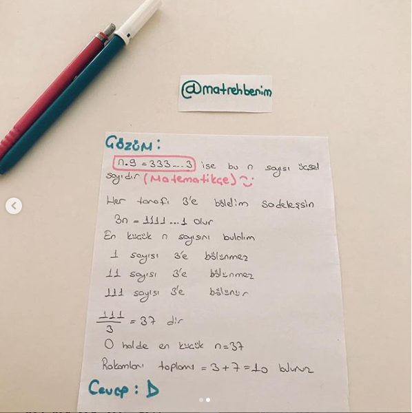 MathRehberim's tweet photo. TYT 2018 'de çıkmış bölme bölünebilme sorusu

#matematik #Yks #yksmatematik #tyt #tytmatematik #Yks2019 #kısanotlar #tyt2019 #ayt #bölme #2019tayfa  #çıkmışsorular #2019tayfaçalışıyor https://t.co/Rx3xrGnsjL