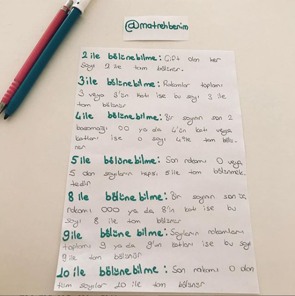 MathRehberim's tweet photo. Bölme bölünebilme kuralları
 
#matematik #Yks #yksmatematik #tyt #tytmatematik #Yks2019 #kısanotlar #tyt2019 #ayt #problemler #bölme #bölünebilme #2019tayfa #2019tayfaçalışıyor https://t.co/Kb2kSjdC3W