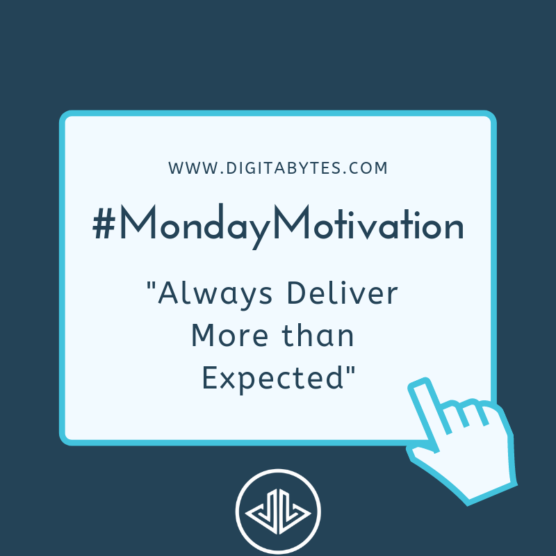 digitabytes's tweet photo. "Digitabytes Always Deliver More than client's expectation."
#MondayMotivation #MondayMorning #agencylife #entrepreneur #entrepreneurship #entrepreneurlife #digitalmarketing #onlinepromotion #lifeatdigitabytes #digitabytians #digitabytes https://t.co/Yp1OkMvPuo