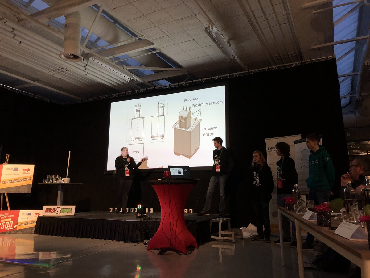 WTHackathon's tweet photo. 7th pitch: GarbIT
They need to detect and prevent illegal waste deposits, next to garbage collection points. They build “The Things Uno” which has pressure and proximity sensors and sensors will send notifications that the garbage bin is needed to be collected.
#hackiot https://t.co/9T4E5vJ5Q1