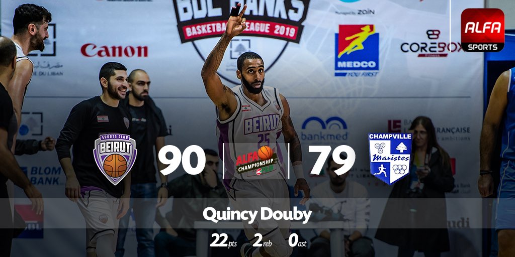 AlfaSportsApp's tweet photo. #QuincyDouby drops (22PTS/2REBS) with 4/8 on 3’s as #Beirut defeat @Champvilleclub1 90-79 in #Round16 #AlfaChampionship #AlfaSports #BEICHA #FLB 🏀 @FLBB_OFFICIAL https://t.co/es9zay8O3f