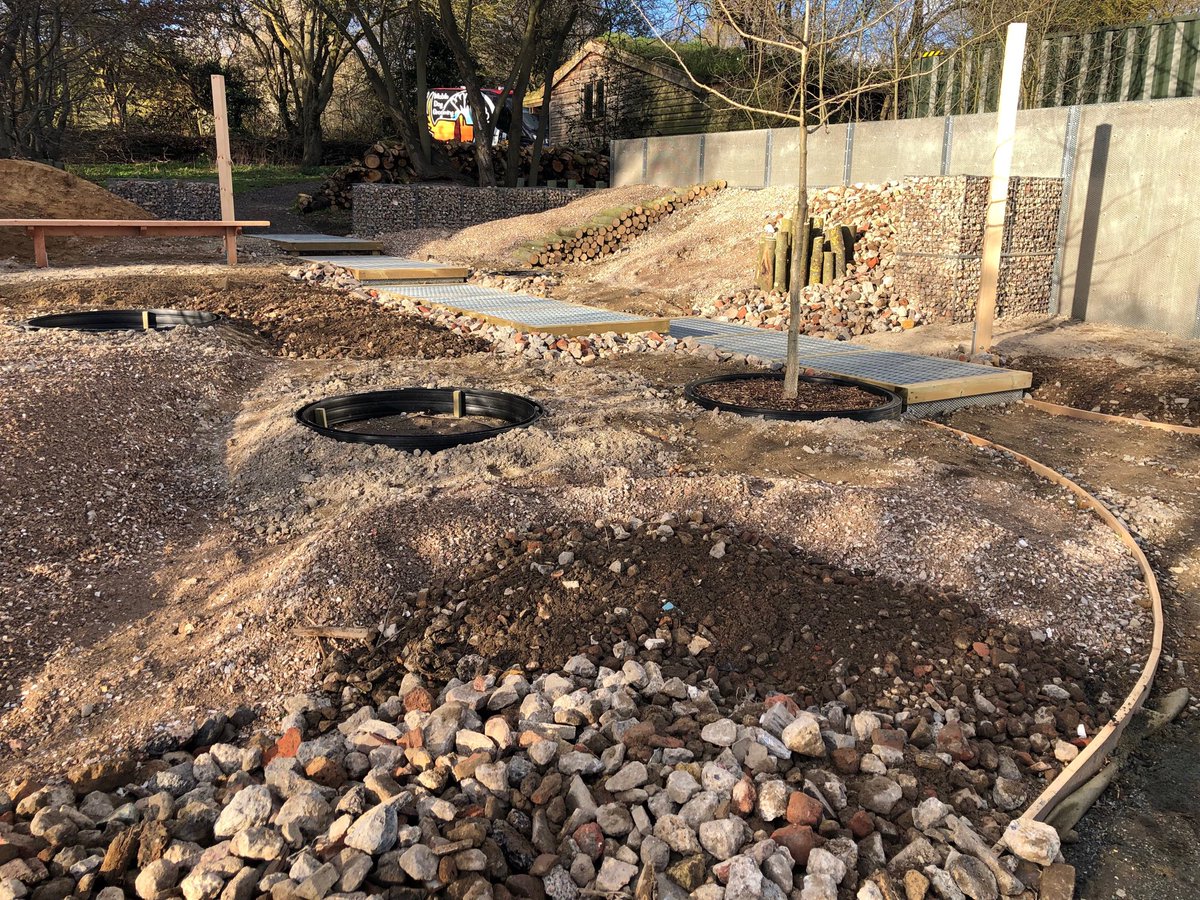 grassroofco's tweet photo. Close to finishing our new #brownfield garden, #sandwall #sandpath and all construction waste with top soil circles planting and seeding next #bugs https://t.co/gfjQjJt8Gk