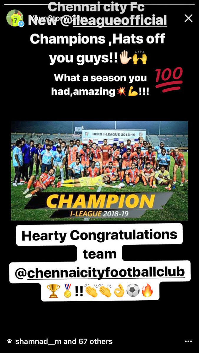 Vaazhthugal Champions @ChennaiCityFC 🏆⚽️🙌