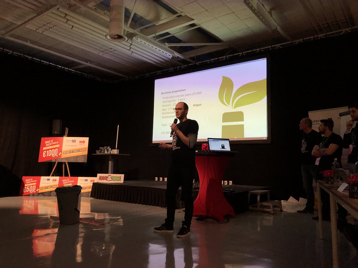 WTHackathon's tweet photo. Last pitch: GICT
Their challenge is recycling issues. People don’t know which garbage can go which waste bins. They build a smart bin with 4 separated components. The sensor automatically separates wastes into a right waste component, also sends data to app.
#hackiot https://t.co/zr43pXM4js