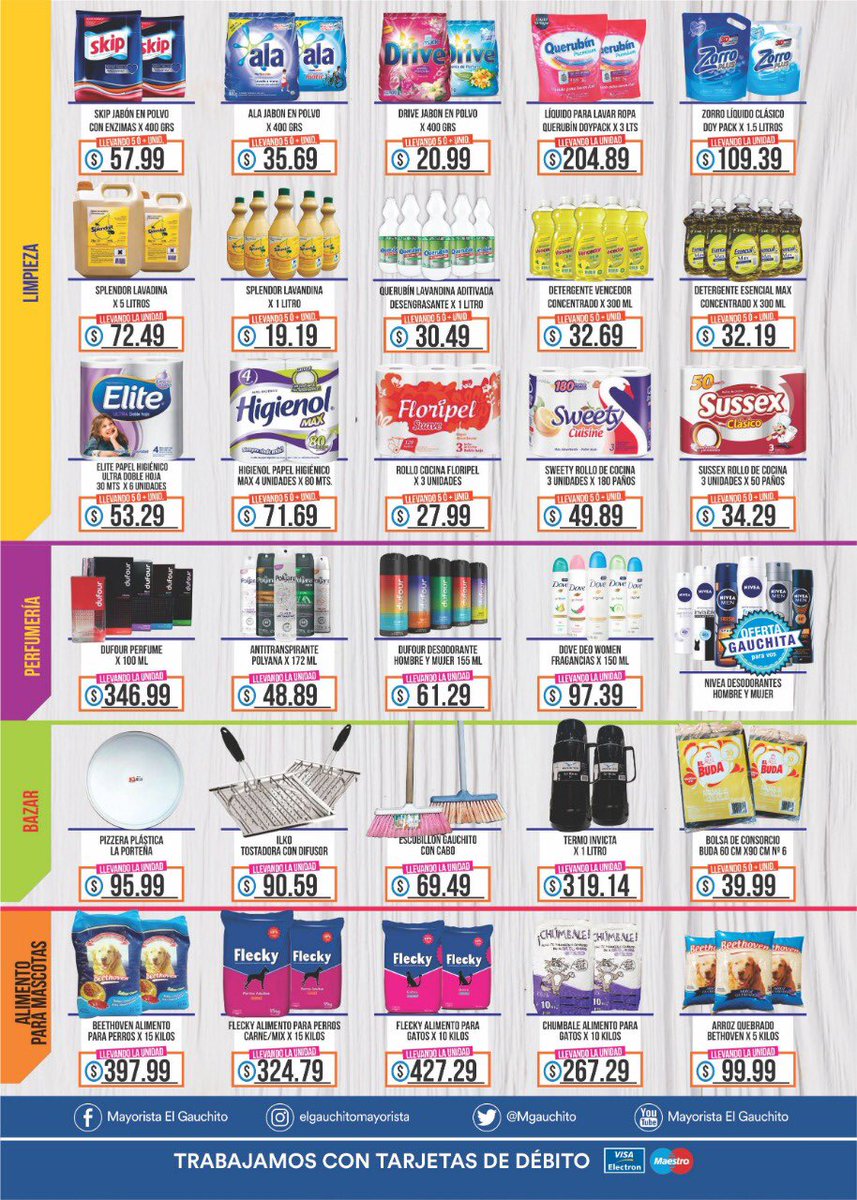 MGauchito's tweet photo. 🎉🎉TOP OFERTAS SEMANALES🎉🎉

Alimentos, Bebidas, Lacteos, Fiambres, Perfumería, Limpieza.

TE ESPERAMOS😉

El Gauchito, tu almacén mayorista.

#elgaucho #elgauchito #mayorista #almacen #mercado #mardelplata #ofertas #precios #supermercado #preciosbajos #barrio #mdq https://t.co/gzsOd0FlWF