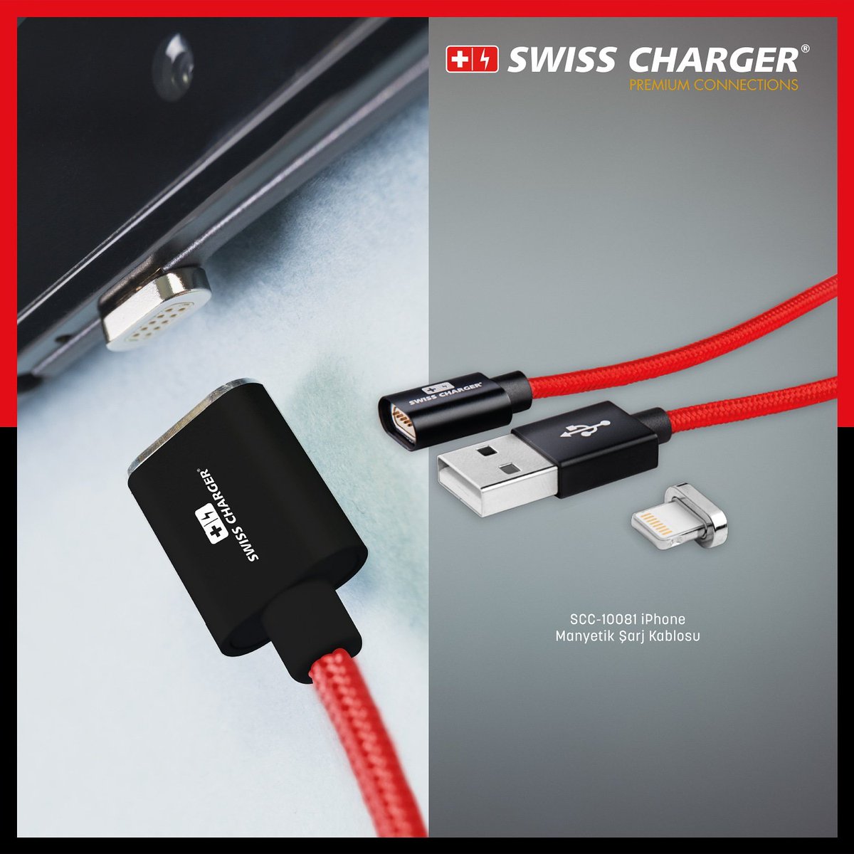 swisschargertr's tweet photo. SwissCharger iPhone Manyetik uçlu şarj kablosu ile tek dokunuşla şarj etmek çok kolay!
#swisscharger #swisschargerturkiye #manyetik #charge #chargecable #cable #kablo #iphone #ios #android #usb #type-c #tablet #telefon #televizyon https://t.co/JqYWqNMqAI