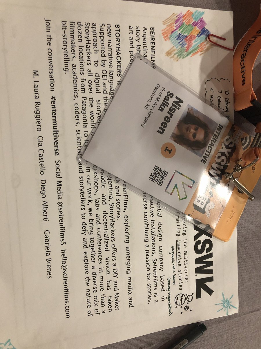 NisreenSalka's tweet photo. Designing immersive stories in workshop with @SeirenFilms at #SXSW, learning the language to #entermultiverse. Thanks for the awesome workshop! https://t.co/0uWQqd9Iav
