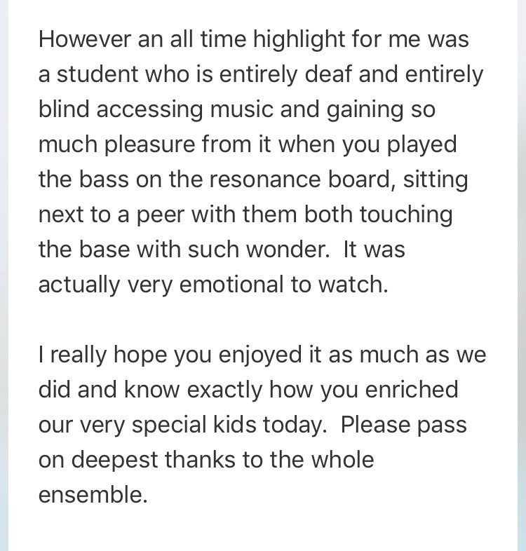 Ed Babar (@edbabarmusic) on Twitter photo An email received after our last morning’s <a href="/BluesRootsBand/">Blues&RootsEnsemble</a> workshop. It’s obviously lovely to get this feedback from an ensemble perspective but more importantly it shows the power and positive influence of music across all aspects of life. An email received after our last morning’s <a href="/BluesRootsBand/">Blues&RootsEnsemble</a> workshop. It’s obviously lovely to get this feedback from an ensemble perspective but more importantly it shows the power and positive influence of music across all aspects of life.