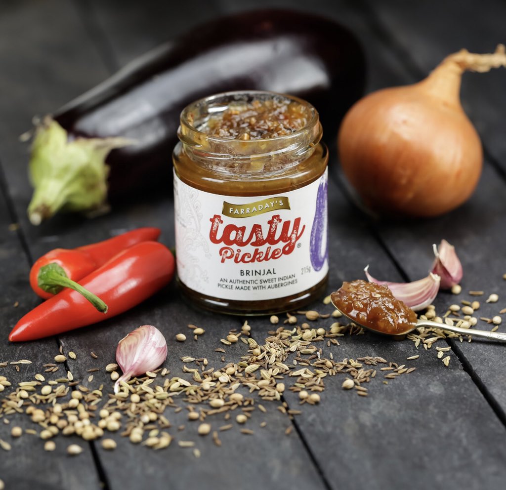 Our award winning Brinjal Pickle, a sweet aubergine pickle with whole spices makes this product stand out from the rest!!!  Great with cheese, pies or even as a dip!! <a href="/NotJustLakes/">Not Just Lakes</a> <a href="/NigelButchers/">Nigel Wilkinson</a> <a href="/TasteCumbriaMag/">Taste Cumbria Mag</a> <a href="/TheVeganSociety/">The Vegan Society</a> <a href="/vegan/">Vegan</a> <a href="/freefrom/">doris weinberg</a>