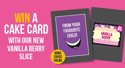 CakeCardUk's tweet photo. 🎉 WIN A 1 slice Cake Card with our NEW Vanilla Berry slice and make someone's day special 😀
For a chance to WIN, simply Follow Us and RT! 
https://t.co/ufpv7H5gCN 
#CakeCard #Win #Giveaway #Competition #Card #Gift #Cake #Cards #Yum  @SpongeCakesLtd https://t.co/EfAoizn2Db