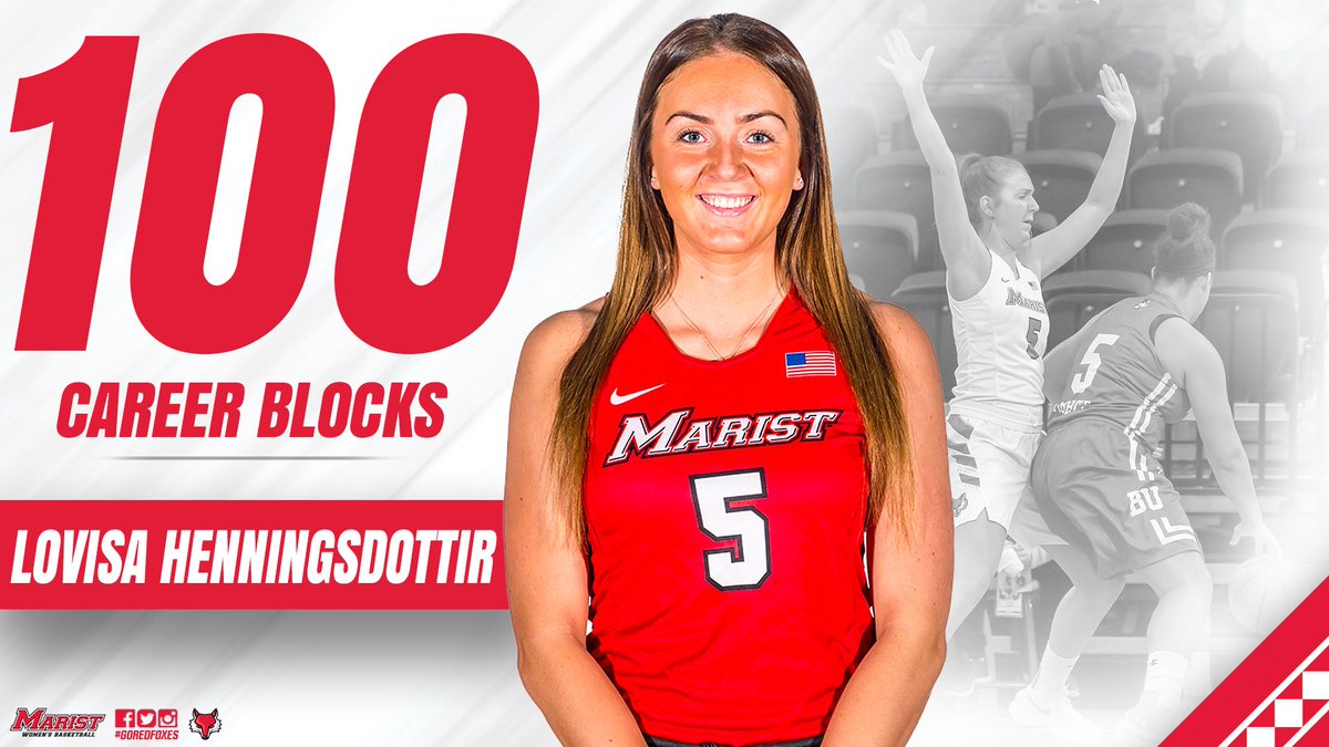 Lovisa Henningsdottir blocks the Rider three-pointer and earns her 100th career block! #GoRedFoxes #MAACHoops19