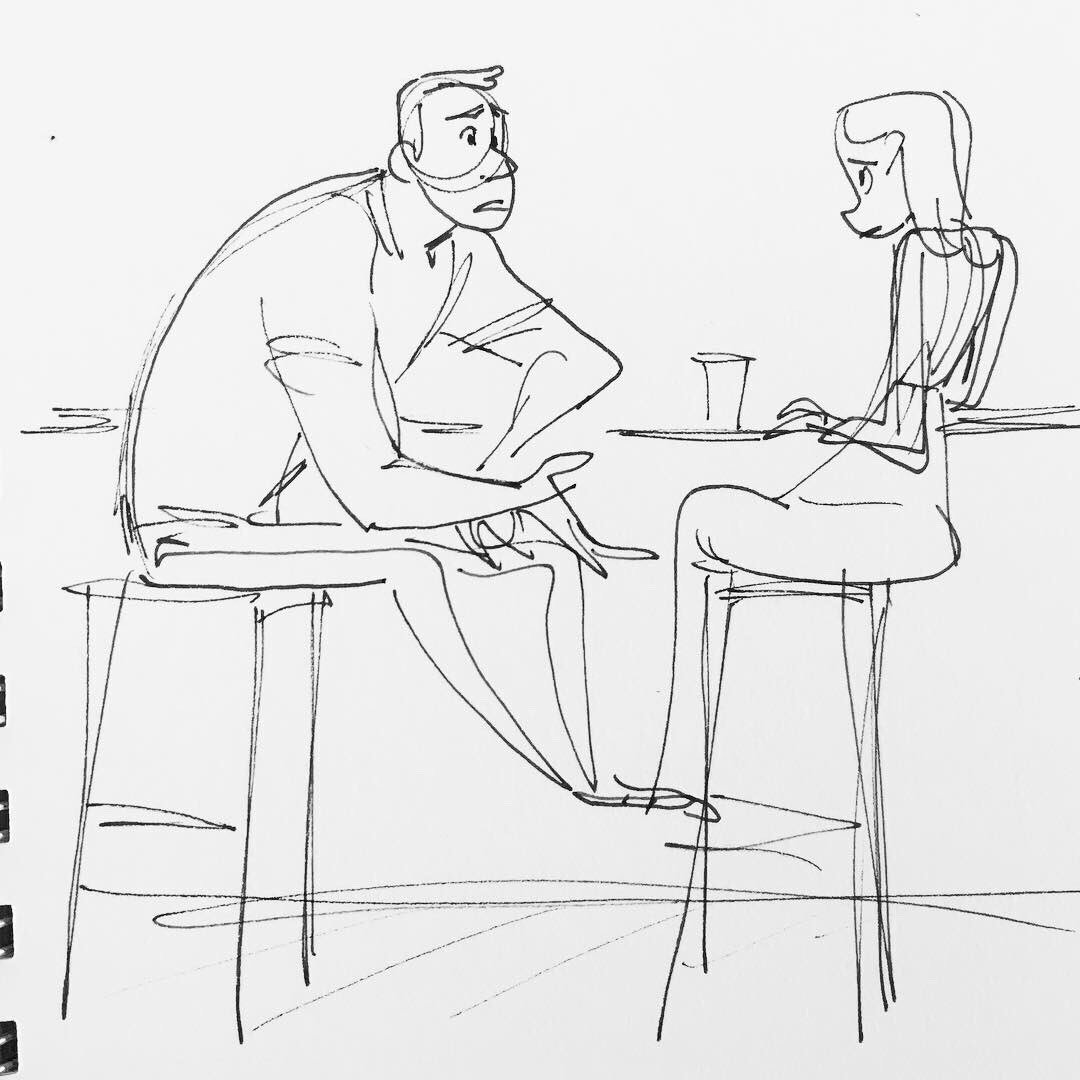 This couple's body language was so dramatic...! What were they talking about?? He was leaning so far in, putting his feet and hand on her chair, and she was leaning so far back.
Nashville TN