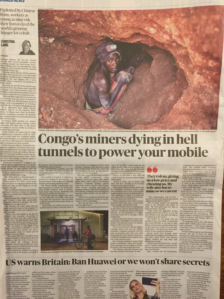 An ex special forces guy told me about this last year because he had ‘worked’ over there, he told me about the decimation of forests and lives lost in the Congo So For those that think electric cars are the way forward.  #justsaying
