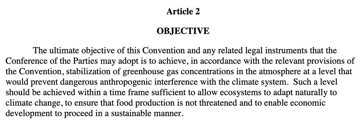 The very first (and still relevant) goal was expressed in the  @UNFCCC. It was drafted at the Earth Summit in Rio and adopted in May 1992. It calls for "stabilizing atmospheric CO2 [in ppm] to prevent dangerous human interference with the climate system." Here is the full text: