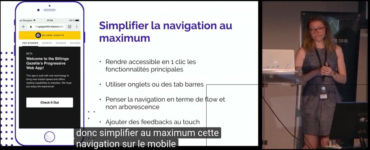 eob's tweet photo. "Think about navigation in terms of flow and not tree structure"

is one of the gems in this talk (in French) by @bam_lab's Caroline Besnard and Héloïse Bonan of how UX on mobile is different from on the desktop, and what the implications are for design.

https://t.co/TGPjcbPJux https://t.co/awxkPlQ6pn