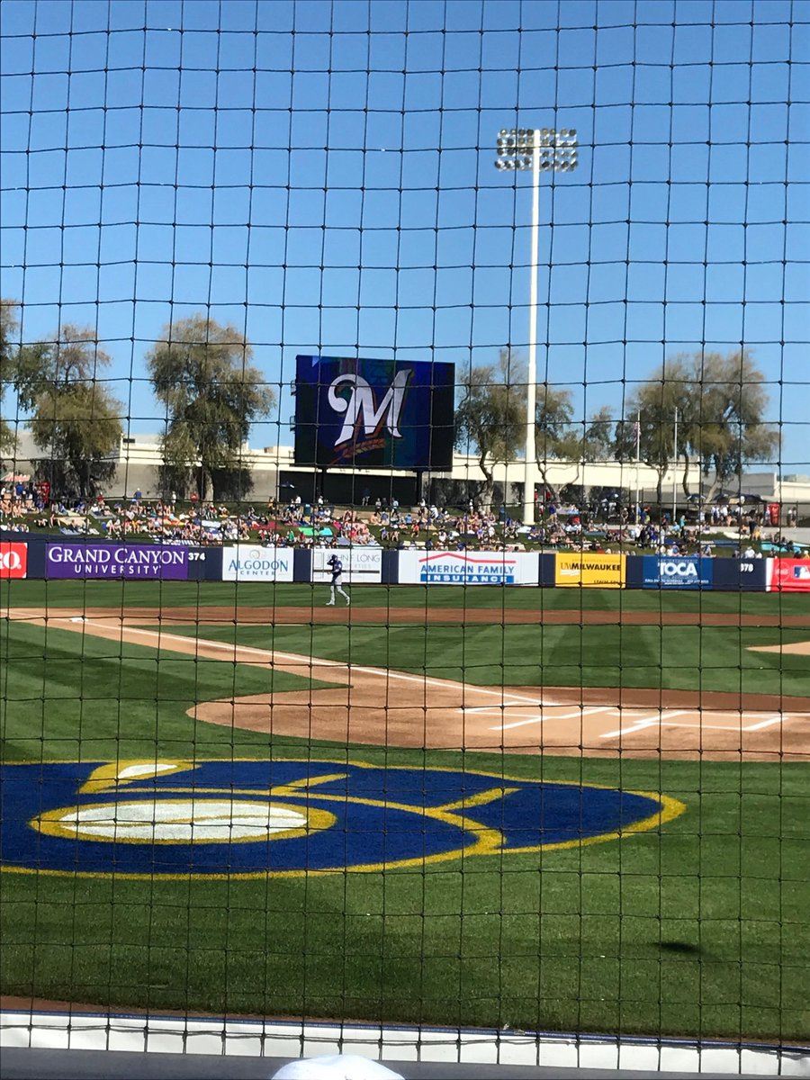 BCroegaert's tweet photo. Brewers vs. Cubs spring training. Nothing better! #thisisourcrew https://t.co/RB4xSfQDGi