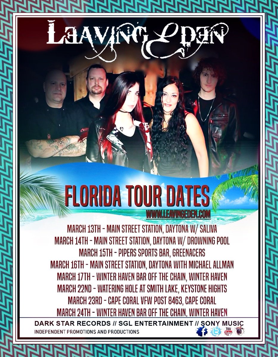 Leavingeden's tweet image. #Florida #TourDates March 2019 
leavingeden.com