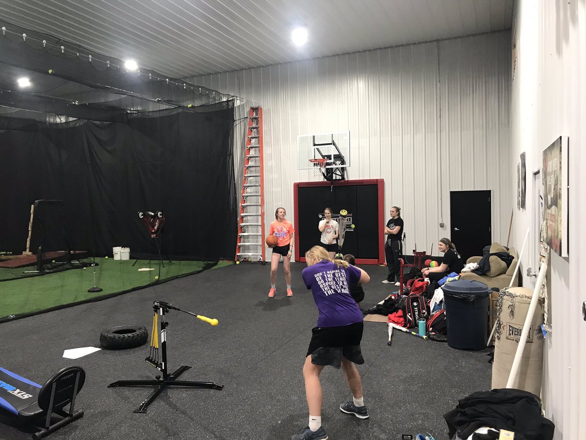 River Valley having fun tonight at the hitting clinic with a little basketball at the end