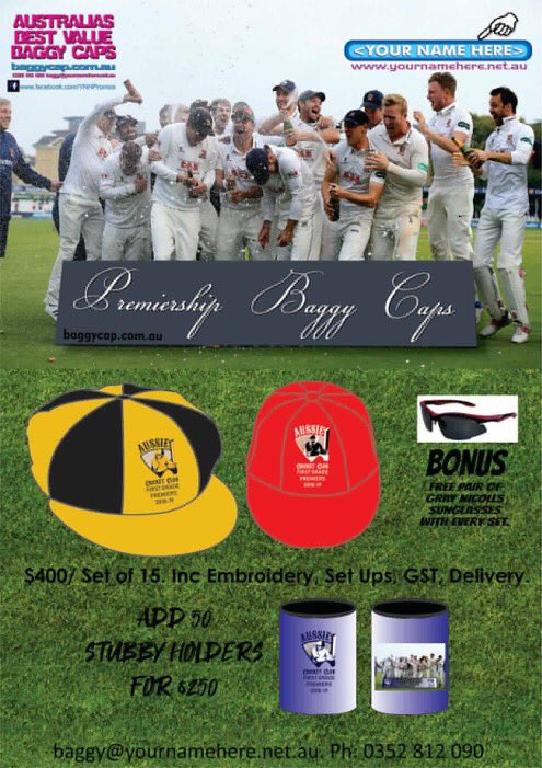 Celebrate your teams grand final triumph with custom made premiership baggy caps .
Baggy@yournamehere.net.au
#cricket #cricketclub #baggy #baggycap #cricketcap #grandfinal #premiership #baggygreen #ynhbaggy #ynh #onthehustle
