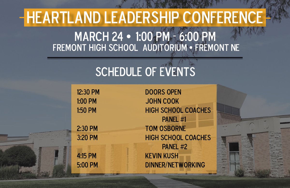 fhstigersports's tweet image. Still time to sign-up for the Heartland Leadership &amp;amp; 3-D Coaching Conf at FHS on 3/24!

Pay via CC:
bit.ly/heartlandlead
Pay via check:
goo.gl/forms/1El6biNE…

@DeMoineAdams 
@Nsiaaa1Nsiaaa 
@NebraskaCoach 
@KHUBKFMT 
@FremontSports 
@PrepExtra 
@OWHsports 
@coachkushspeaks
