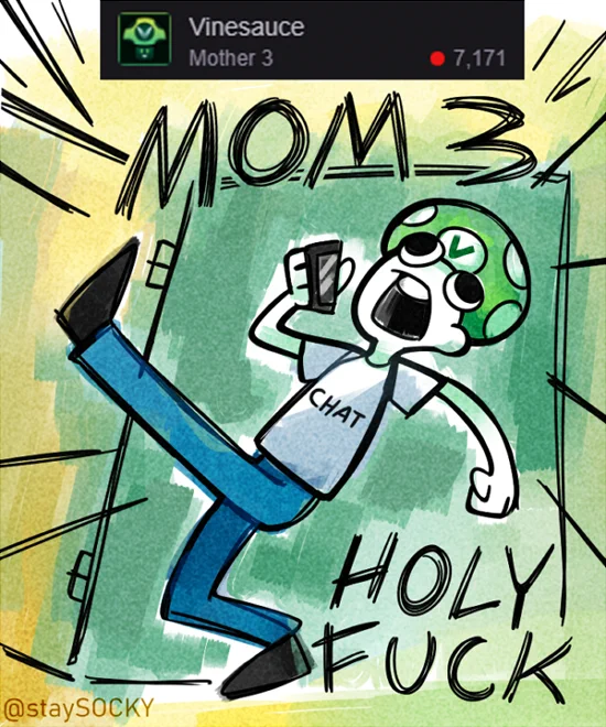 back when @VinnyVinesauce was playing mother3 i drew fanart of the chat 