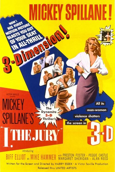 LibrosVintage's tweet photo. 'I, the Jury' (1947) fue la primera novela de #MickeySpillane y también el debut del detective #MikeHammer. Fue también la primera adaptada al cine (en 1953 y en 3-D) pero no por Aldrich (como decía la edición de #Bruguera) sino por #HarryEssex, con #BiffElliot como Mike Hammer. https://t.co/HO2UChkkDX