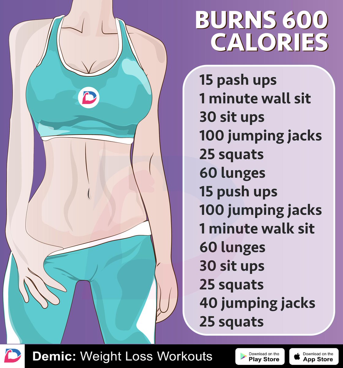 Demic On Twitter Get Fired Up To Burn 600 Calories In This Sweat Inducing Workout Click To Download The App On App Store Now Https T Co Wu1r4obrbc Fatburn Burnfat Gym Athomeworkouts Exercises Exercise