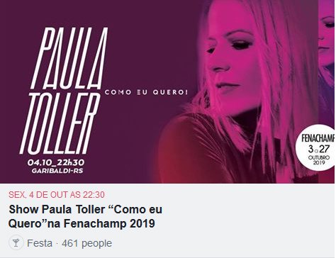 PaulaTollerProd's tweet photo. Paula Toller em Garibaldi (RS) Tour Como Eu Quero!
04/10 - Fenachamp

Ingressos: https://t.co/UoBejX6xQb

#PaulaToller #PaulaTollerNovoShow #ShowCEQ #ShowComoEuQuero #ComoEuQuero #CEQ #TourComoEuQuero #MAB #Fenachamp #Garibaldi #Espumante https://t.co/hqVoym2rmW