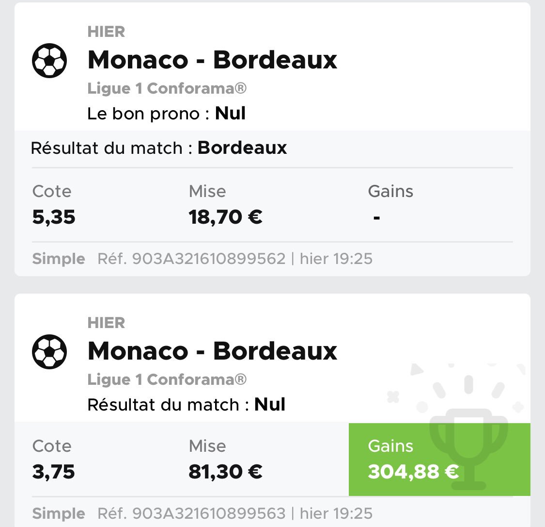BoozPronos's tweet photo. Comme le week end dernier on encaisse les amis 2/3 et 320€ de bénéfices pour celui-ci👌🏼

Je suis 100% transparent avec vous sur mes mises, voila le bilan en photo avec les win et la loose ! 

J'espère que vous êtes chaud pour la semaine qui arrive 😁 https://t.co/yqbFRt0LNi