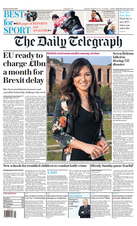 Bonn1eGreer's tweet photo. With 18 days to go until we are out of treaty with the EU the -@telegraph begins the first of the five stages of grief:
1. #denial
#Brexitanic
#BrexitShambles
https://t.co/8v7J5vdtzr