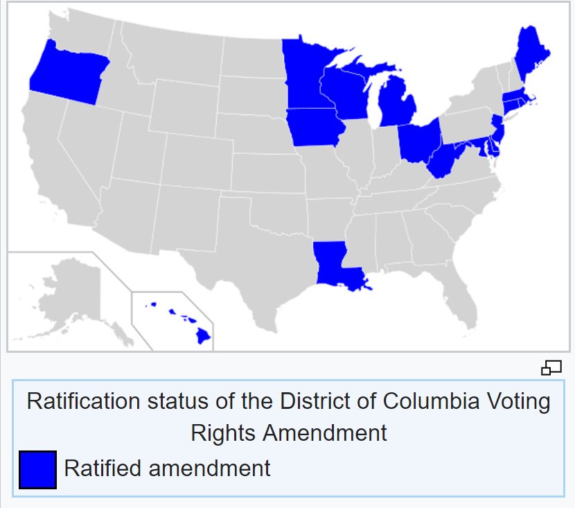 By the time the ratification deadline passed in 1985, only 16 of the required 38 states had passed the amendment. All but three were in the northeast and midwest.  https://en.wikipedia.org/wiki/District_of_Columbia_Voting_Rights_Amendment