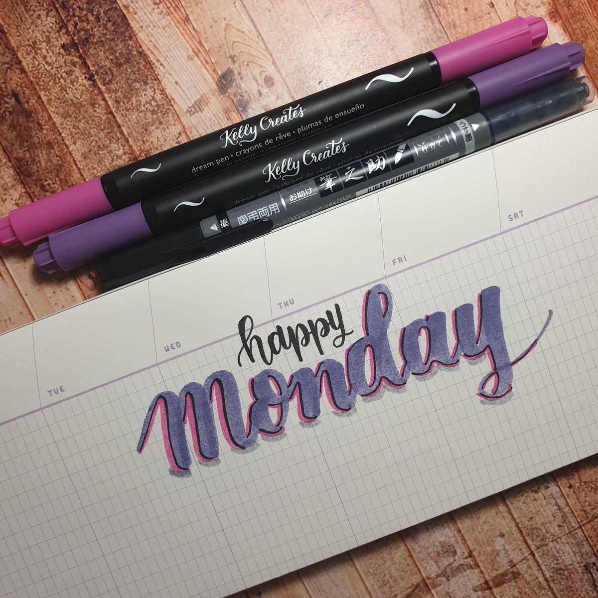 KRYSTALcrafts's tweet photo. Here's wishing you a very happy Monday! 

#kreationzbykrystal #brushlettering #handlettering #kellycreates #dreampens #neverstopcreating https://t.co/J5d3iBvyfR