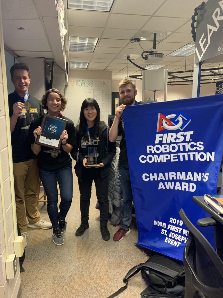 FRCteam135's tweet photo. We are so honored and grateful for the support today, especially from @RedAlert1741, we really appreciated it!! We were so happy when we found out we won the Chairman’s award at our district competition! #FIRSTinspires https://t.co/w5BTpWoPpg