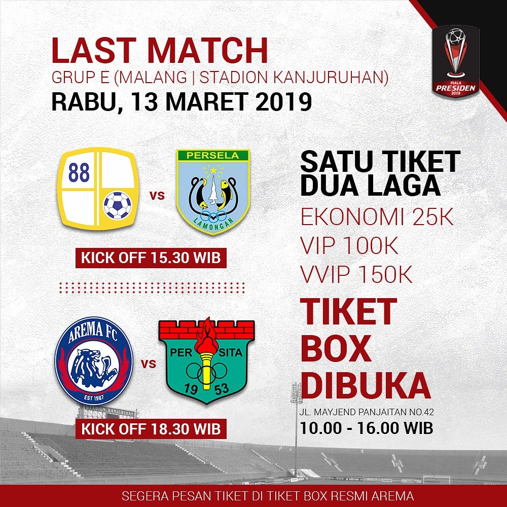 AremafcOfficial's tweet photo. Maine Kudu Sangar
Laga Hidup Mati
Singo Edan
#tiketbox
#kandangsinga
#aremania
#aremafc
#sasaji https://t.co/wVS2WSTIof
